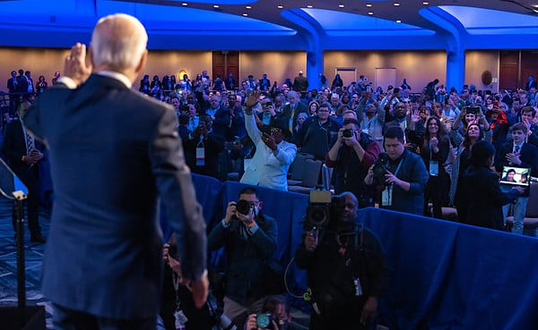 Joe Biden delivers a keynote address at the National Association of Counties Annual Legislative Conference, Tuesday, Feb. 14, 2023, at the Washington Hilton in Washington, D.C. (Official White House photo by Adam Schultz)