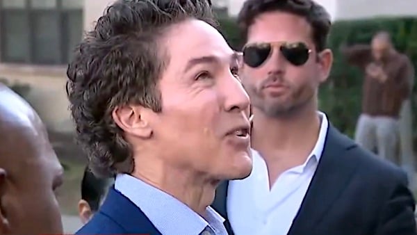 Pastor Joel Osteen reacts to a shooting at his Houston, Texas, church on Sunday, Feb. 11, 2024. (Video screenshot)